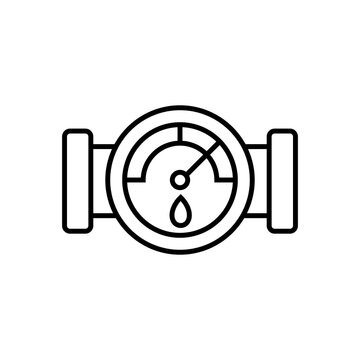 Fluid flow meter symbol for measuring liquid distribution in pipes with measurement plumbing monochrome engineering equipment