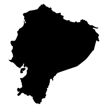Vector map of Ecuador, a country in South America. Detailed black silhouette, isolated on white background.