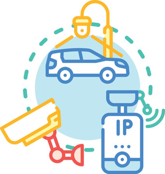 Camera surveillance network monitoring smart home security and livestock tracking, an eye observing residential premises and an animal with a tracking device