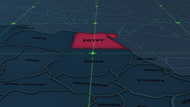 A stylized 3D map of Egypt, Arab Republic of Egypt, northeast Africa, 