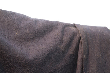Dark brown fleece wool fabric fold texture, PNG isolated on transparent background © MstBilkis
