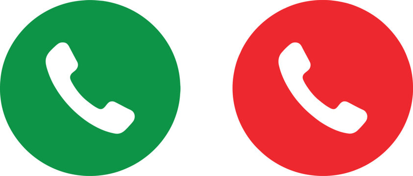 Green and red phone call buttons for accepting and declining incoming mobile phone calls