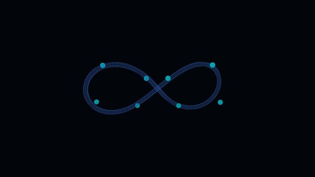 Abstract 3D visualization of the continuous deployment infinity M&ouml;bius loop routing automated code builds through cloud pipeline in 15s loop.