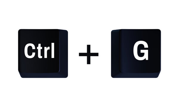 3D keyboard shortcut keys Ctrl and G, computer command for grouping objects, editing workflow symbol isolated on transparent background