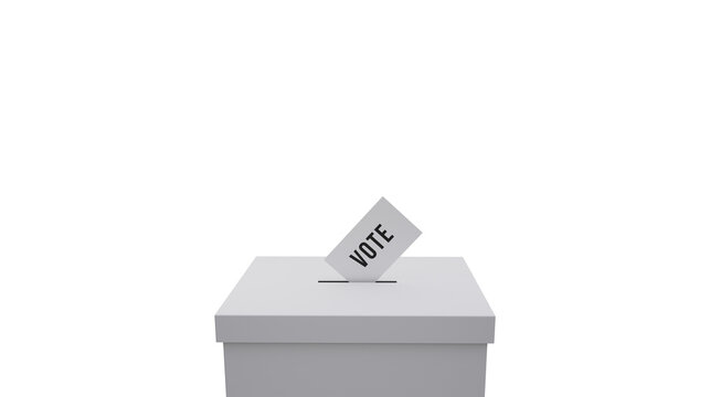 3D voting concept with ballot box and Your Vote Matters text, civic participation symbol isolated on transparent background for election graphics