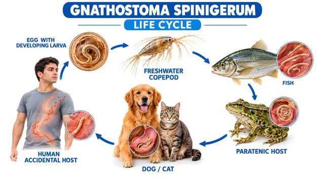 Gnathostoma Spinigerum Life Cycle and Animal Hosts