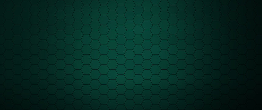 Dark green abstract background featuring a futuristic geometric hexagonal grid pattern