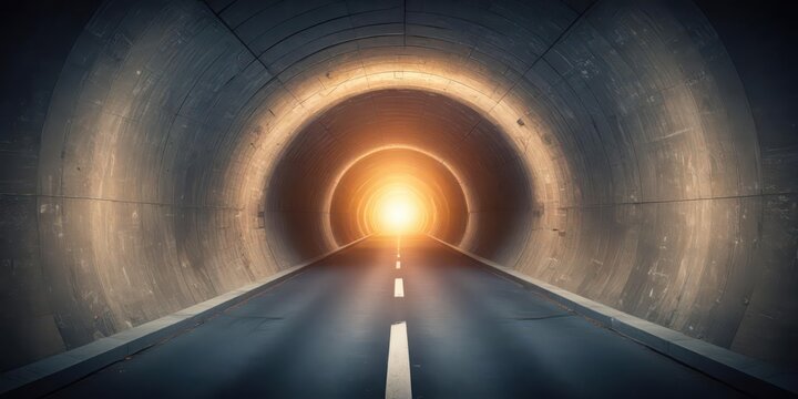 A dimly lit tunnel stretches into an endless void