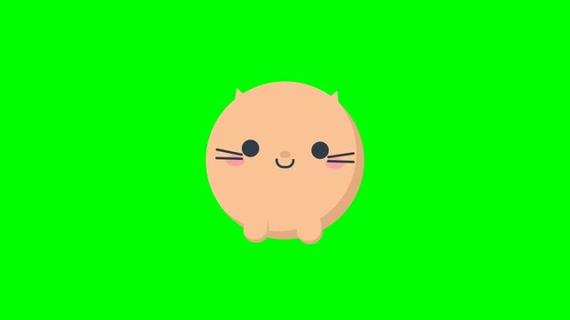 Cute cartoon kittens smiling on green screen background