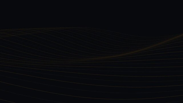 Abstract 3D visualization of golden topographic elevation contours undulating over obsidian surface in an elegant 15s corporate backdrop loop.