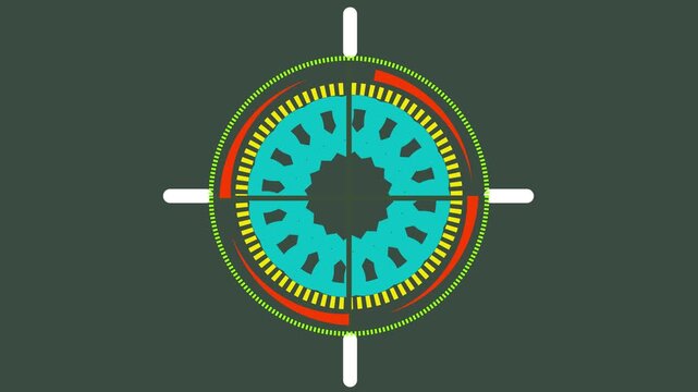 Futuristic Circular HUD  Animation ,  On a Olive   Background 4k  Motion Graphics Video.