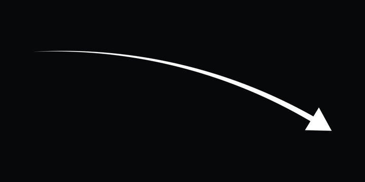 Three Black Curved Descending Arrow Icons &ndash; Minimalist Outline Vector Set.