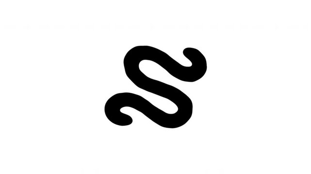 Worm For Crawling And Movement Doodle Animation With Alpha Channel. Curved Creature And Playful Nature Symbol. Animated Hand-Drawn Icon For Video Overlay 4K.