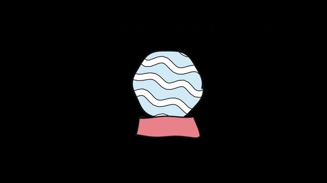 Hand Drawn crystal ball magic sphere for halloween fortune telling clairvoyance 4K Animation with alpha transparent background