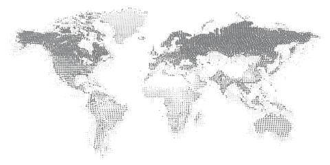 Abstract grey halftone dot pattern world map silhouette background modern global graphic design vector illustration. © Design House
