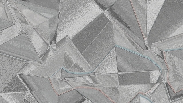 Abstract geometric pattern with grey triangular facets and lines