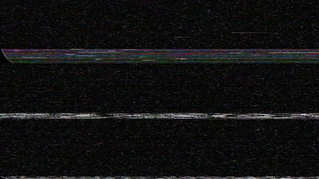 VHS glitch overlay with scanlines and noise on black seamless loop