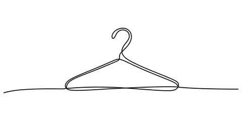 Continuous single line drawing of a clothes hanger isolated on transparent background © Vabna