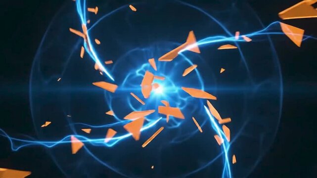 Orange Cyber Intrusion Reversal Blue Digital Security Motion Background