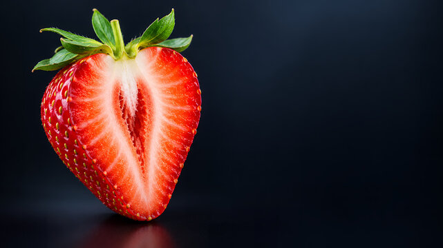 trawberry Cross-Section Anatomy Showing Juicy Red Flesh, Tiny Seeds, and Detailed Internal Structure