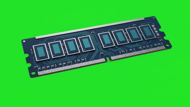 3D Computer Memory Module Animation on Green Screen Background