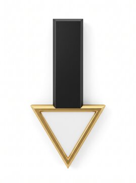 Bold black vertical bar ending in a metallic gold outlined downward arrow, symbolizing decrease, decline, reduction, falling trends and negative business performance.