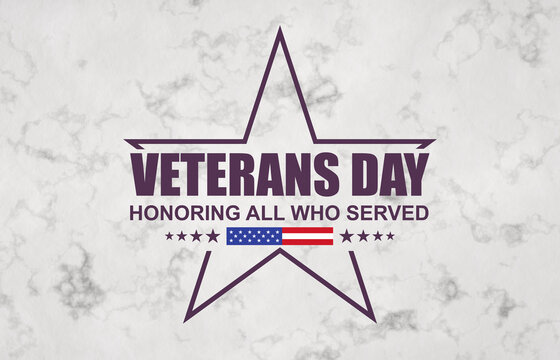 Veterans Day banner with text - Honoring all who served. 11th November - Veterans Day