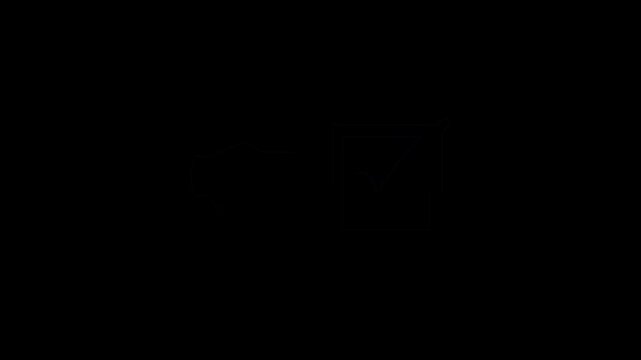 Neon animation check mark arrow on dark color background.4k neon animation video