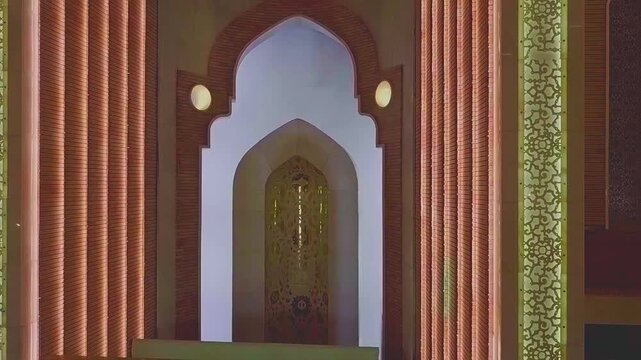Decorated prayer niches inside Al-Sahla Mosque in Kufa, Iraq