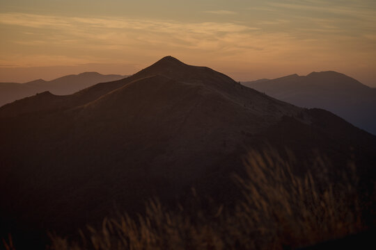 Połonina Caryńska at autumn sunrise in Bieszczady
