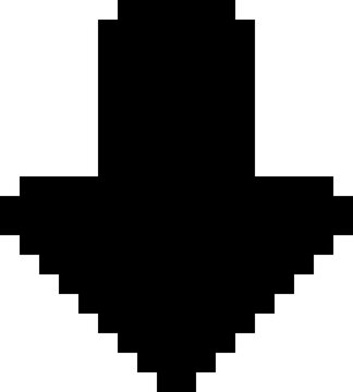 Cute Pixel Arrow Down Icon, Monochrome 8 Bit Navigation Symbol