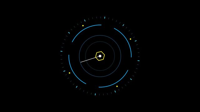 Alpha channeled Holographic sci fi HUD radar tech interface loop on black background