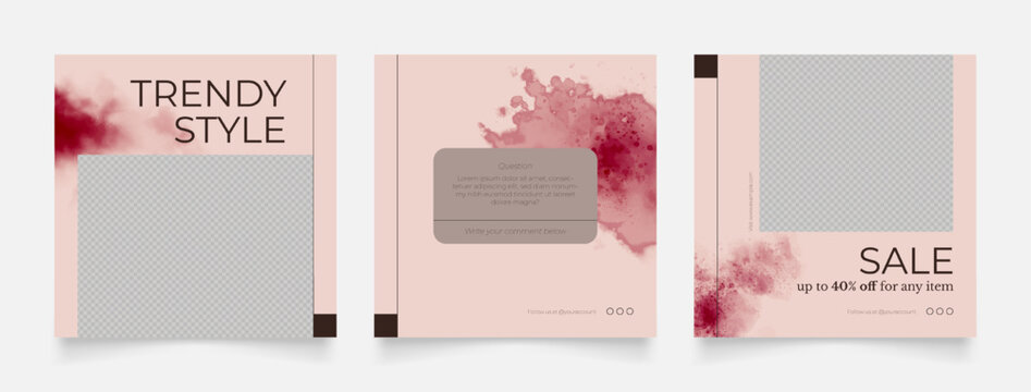 social media template banner fashion sale promotion. fully editable instagram and facebook square post banner sale poster. pink brown beige vector background