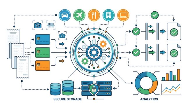 Digital payment processing system infographic showing secure data