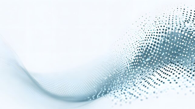Minimal blue particle wave forms a futuristic digital technology background with open space
