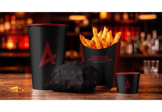 Fast Food Combo Mockup Template for Product Branding and Advertising Design