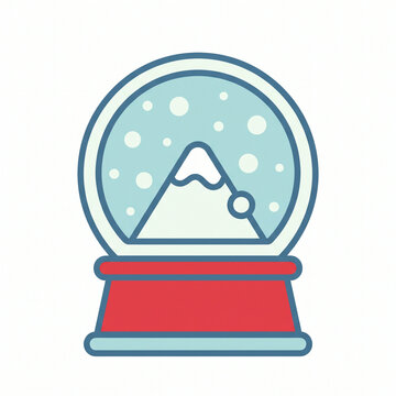 Winter snow globe icon featuring a snowy mountain peak