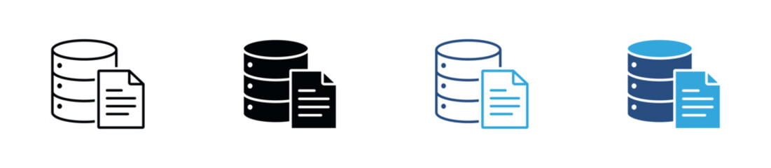Database Document Icon Set, Data Storage, File Management, Information System, Database Records and Digital Document Symbols. Vector Illustration. © Anika