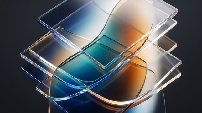 Abstract glass layers representing estrategia de marca in modern corporate design