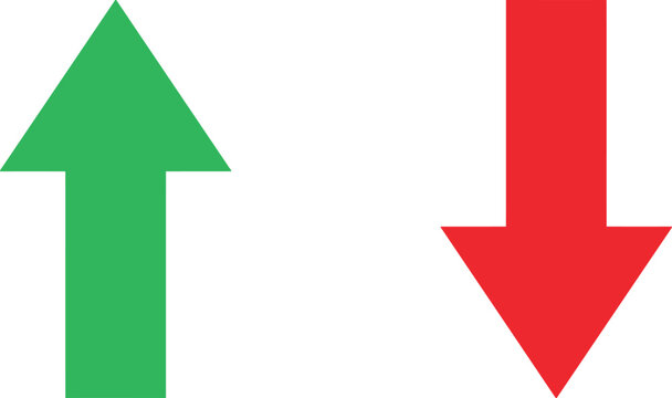 Green up arrow and red down arrow symbols representing growth and decline