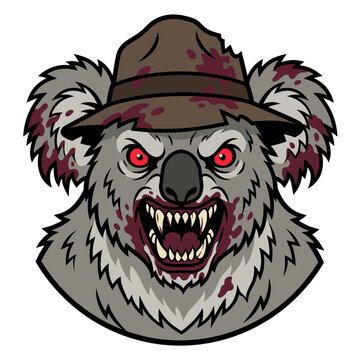 Feral Zombie Cannibal Koala Flat Vector Icon