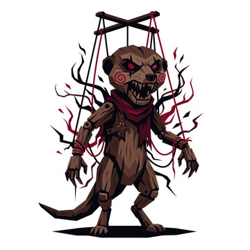 Cursed Marionette Puppet Meerkat Flat Vector Icon