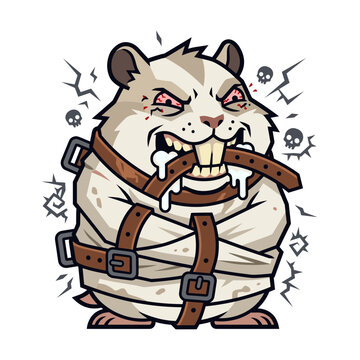 Deranged Psycho Hamster Straightjacket Flat Vector Icon