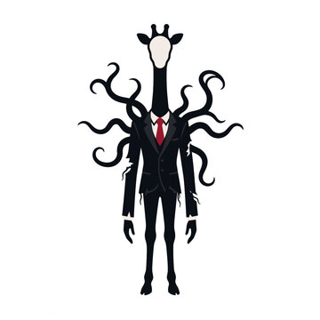 Faceless Slender Entity Giraffe Flat Vector Icon