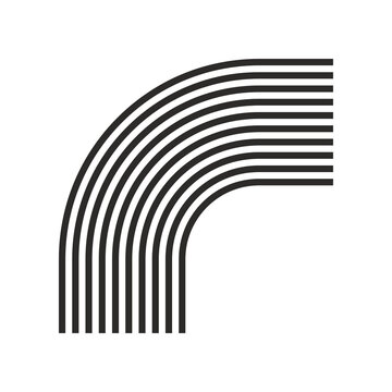 Black curved parallel lines in a modern geometric design