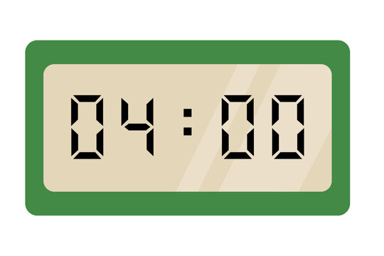 A green and cream digital clock on a white background showing 04:00