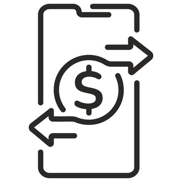 Mobile payment and money transfer circular arrows icon