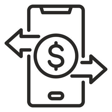 Mobile payment transfer with dollar sign icon in smartphone