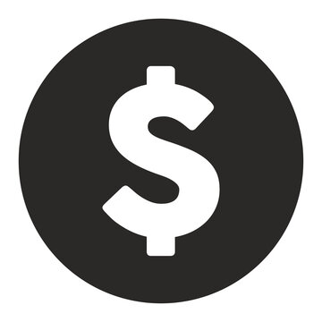 Minimalist dollar sign icon inside black circle