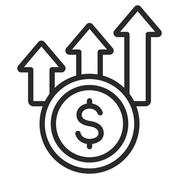 Growing money with upward arrows vector icon